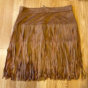 Sequin Hearts faux suede fringe skirt